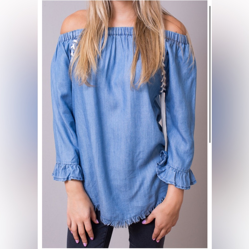Billy T Denim Lace Up Lyocell Tunic